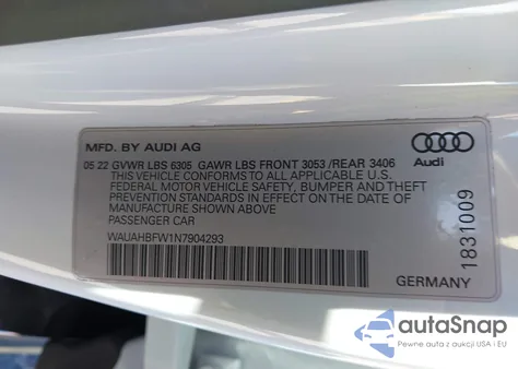 2022 Audi Rs E-Tron Gt Quattro из США, поврежденный, VIN WAUAHBFW1N7904293